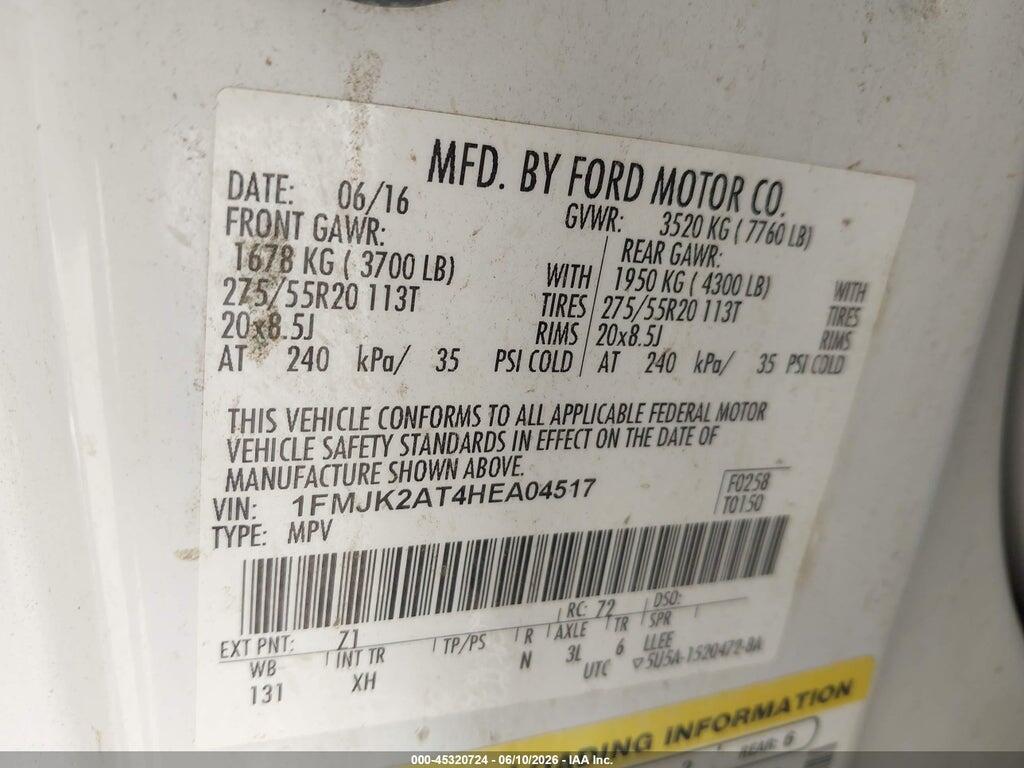 1FMJK2AT4HEA04517 2017 FORD EXPEDITION EL photo no. 9