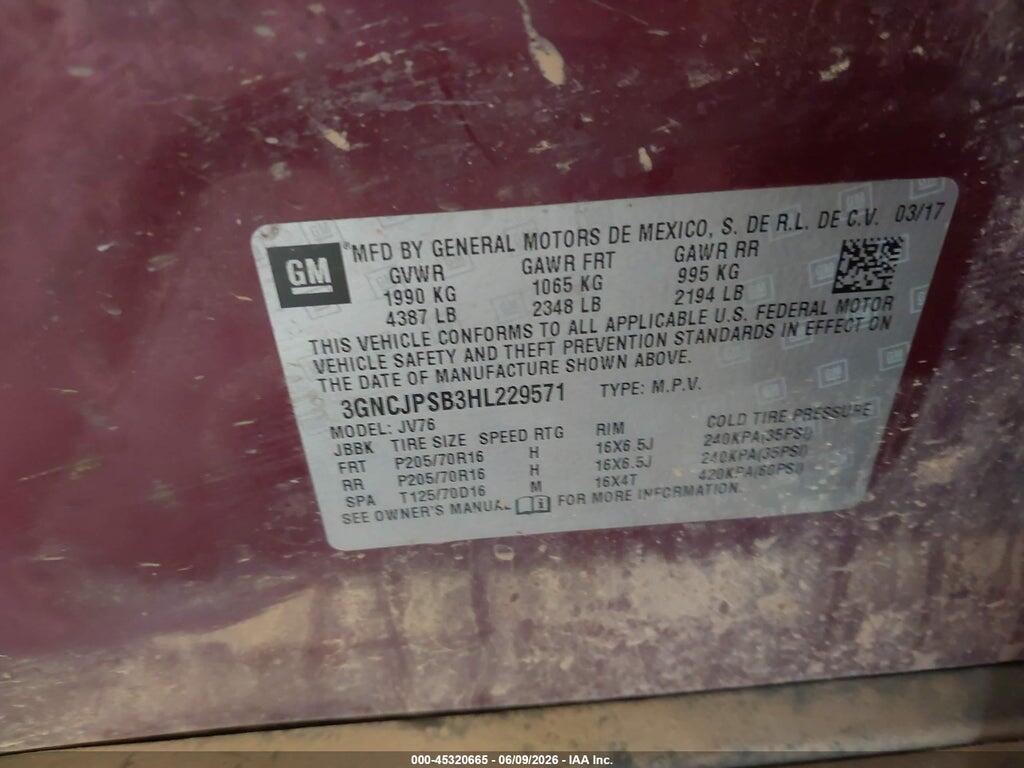 3GNCJPSB3HL229571 2017 CHEVROLET TRAX photo no. 9