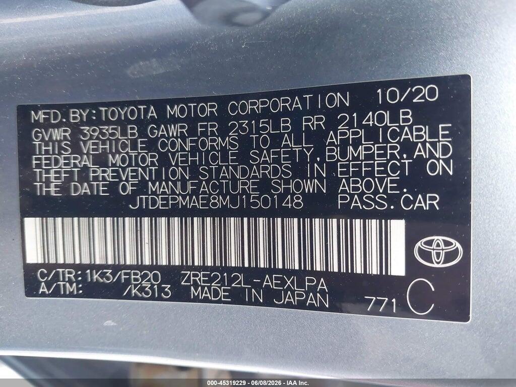 JTDEPMAE8MJ150148 2021 TOYOTA COROLLA photo no. 9
