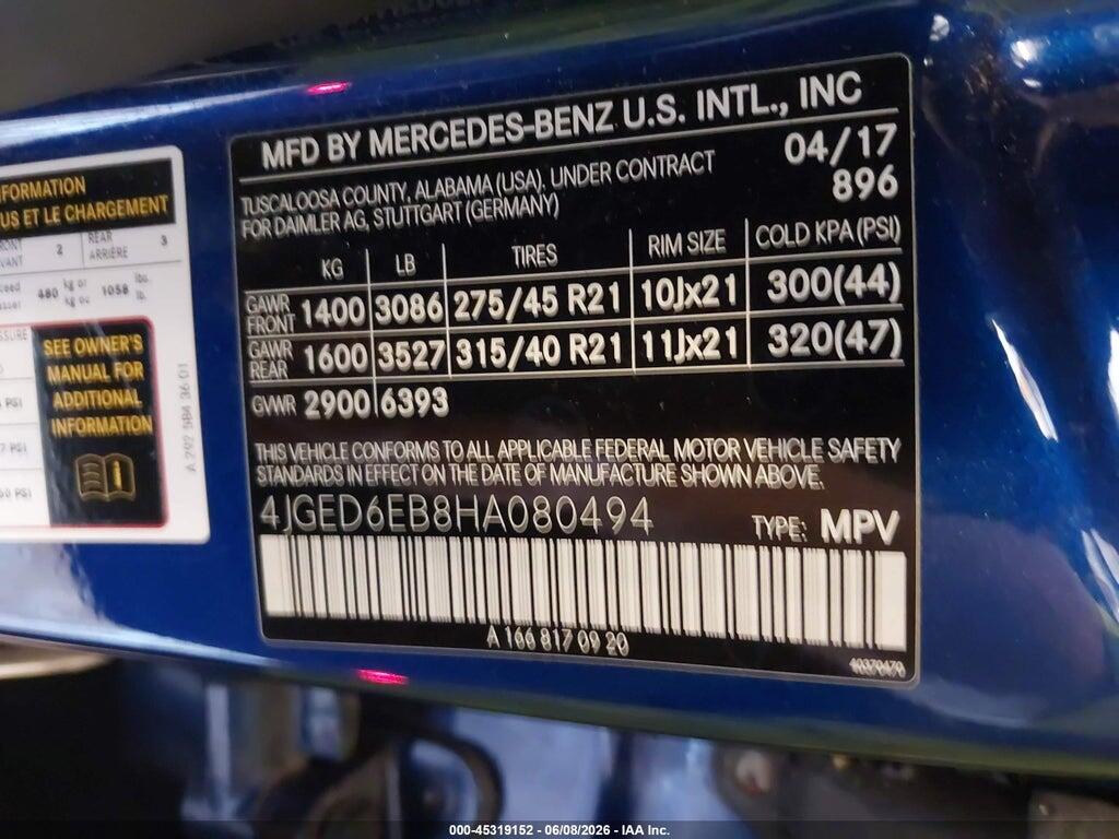4JGED6EB8HA080494 2017 MERCEDES-BENZ AMG GLE 43 COUPE photo no. 9