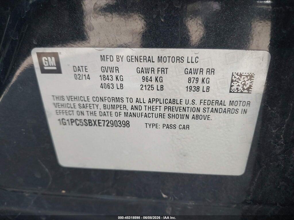 1G1PC5SBXE7290398 2014 CHEVROLET CRUZE photo no. 9