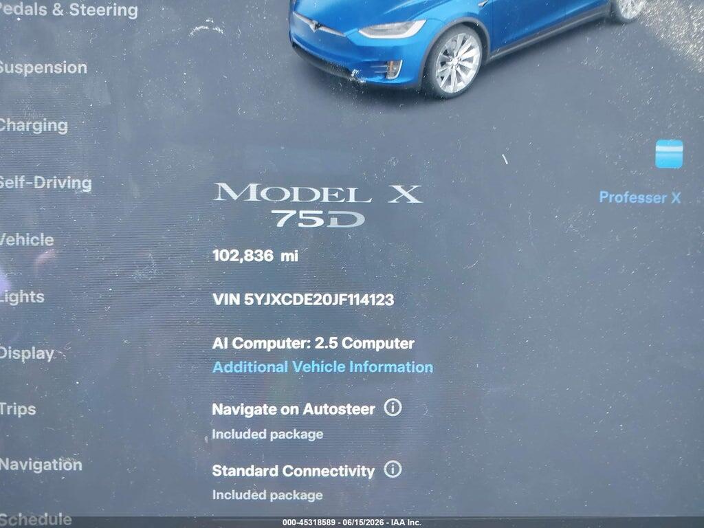 5YJXCDE20JF114123 2018 TESLA MODEL X photo no. 7