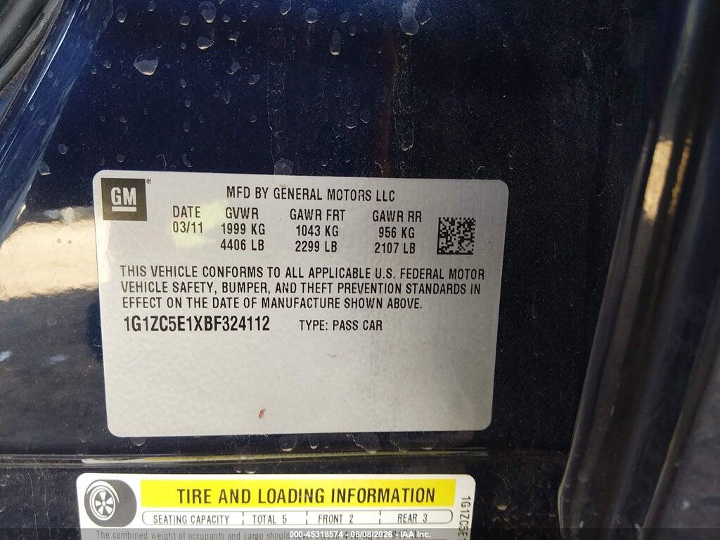 1G1ZC5E1XBF324112 2011 CHEVROLET MALIBU photo no. 9