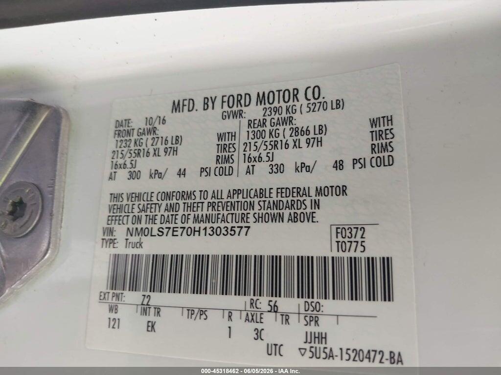 NM0LS7E70H1303577 2017 FORD TRANSIT CONNECT photo no. 9