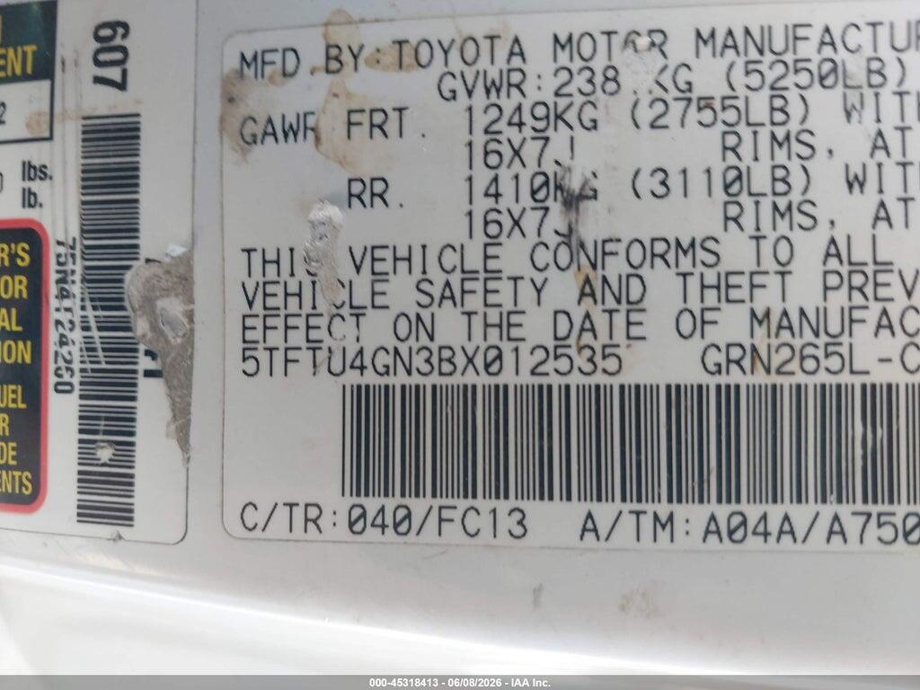 5TFTU4GN3BX012535 2011 TOYOTA TACOMA photo no. 9