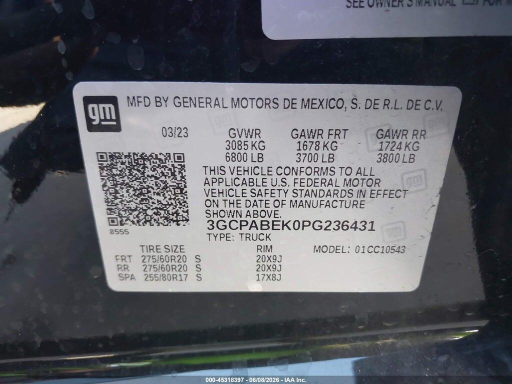 3GCPABEK0PG236431 2023 CHEVROLET SILVERADO 1500 photo no. 9