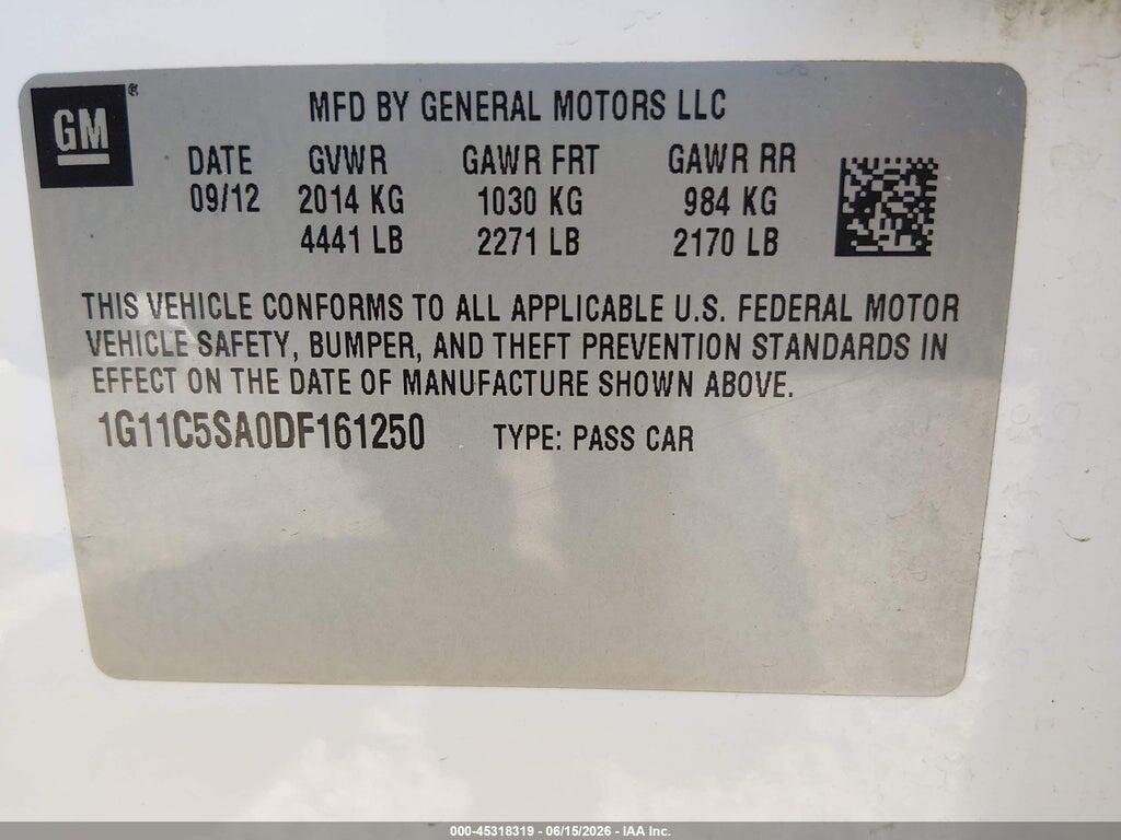 1G11C5SA0DF161250 2013 CHEVROLET MALIBU photo no. 9