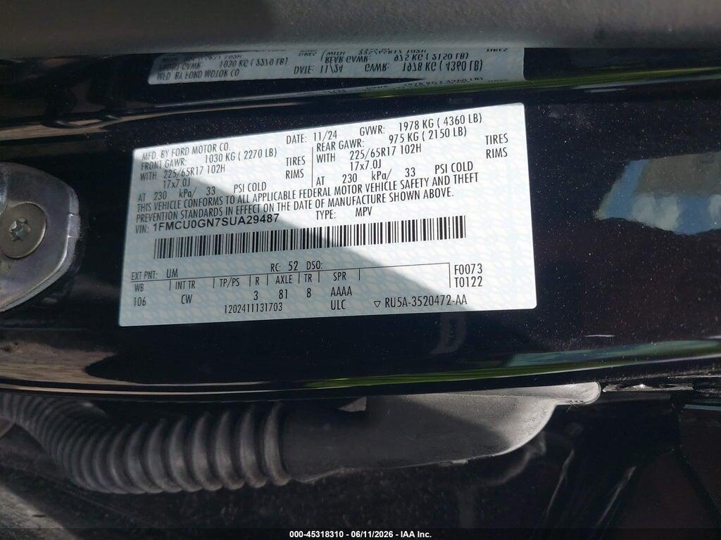 1FMCU0GN7SUA29487 2025 FORD ESCAPE photo no. 9