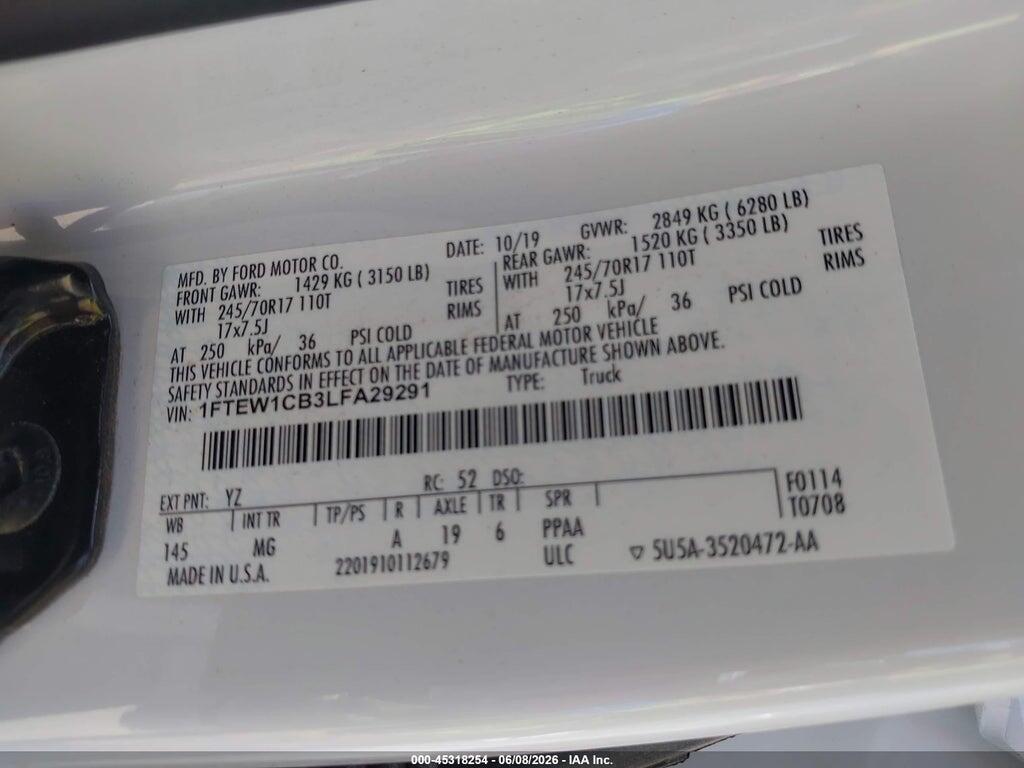 1FTEW1CB3LFA29291 2020 FORD F-150 photo no. 9