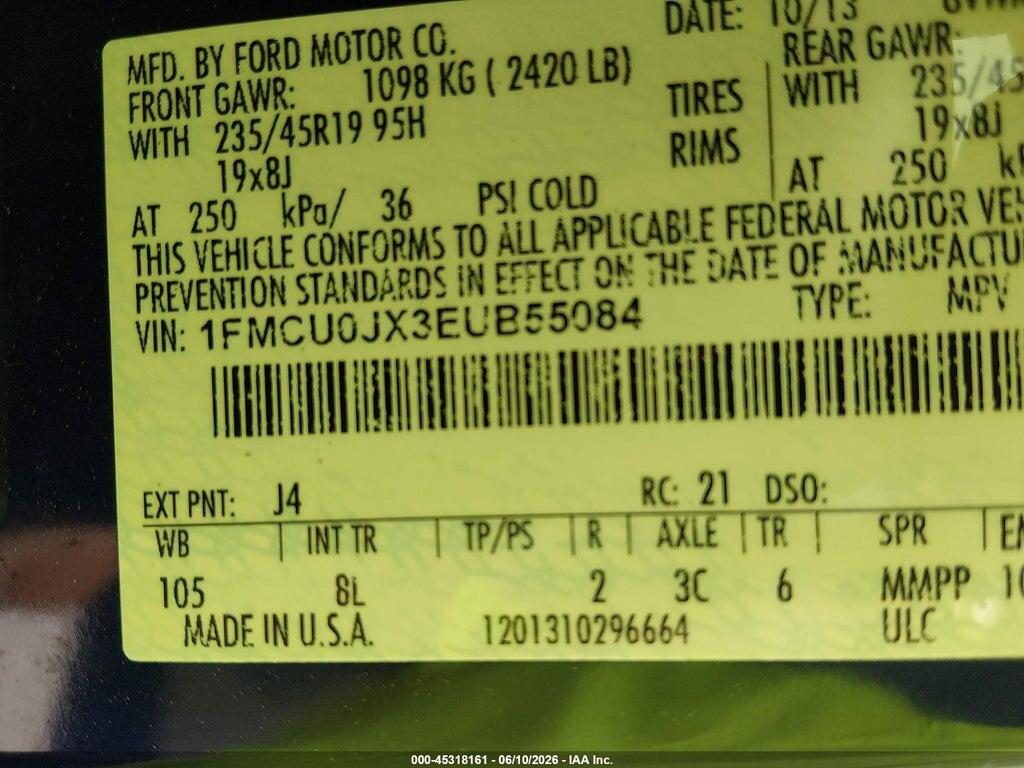 1FMCU0JX3EUB55084 2014 FORD ESCAPE photo no. 9
