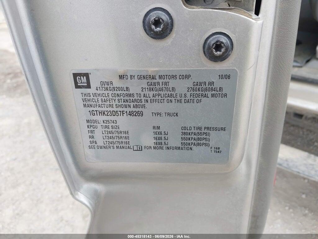 1GTHK23D57F148269 2007 GMC SIERRA 2500HD CLASSIC photo no. 9