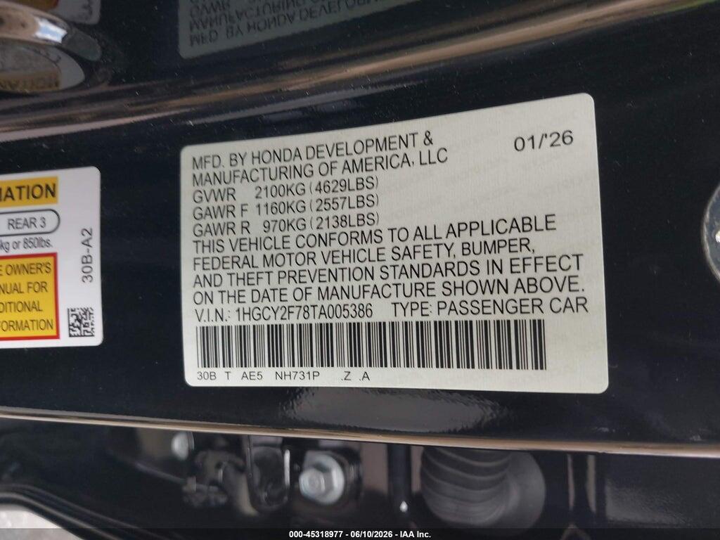 1HGCY2F78TA005386 2026 HONDA ACCORD HYBRID photo no. 9