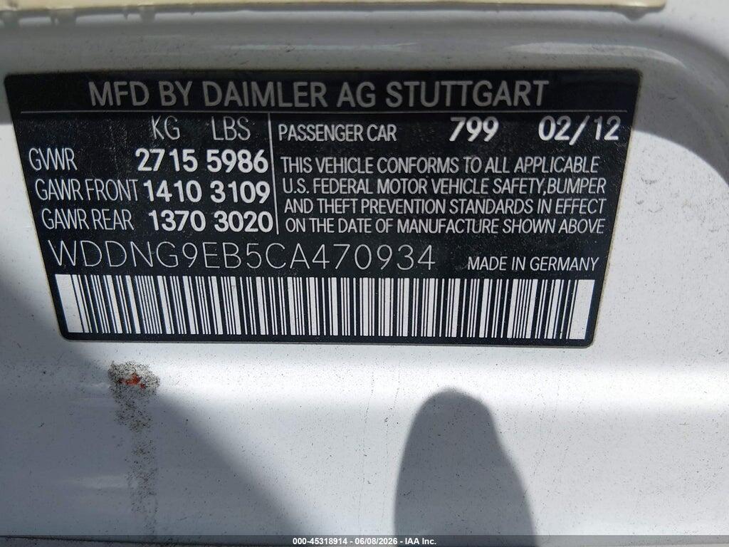 WDDNG9EB5CA470934 2012 MERCEDES-BENZ S 550 photo no. 9