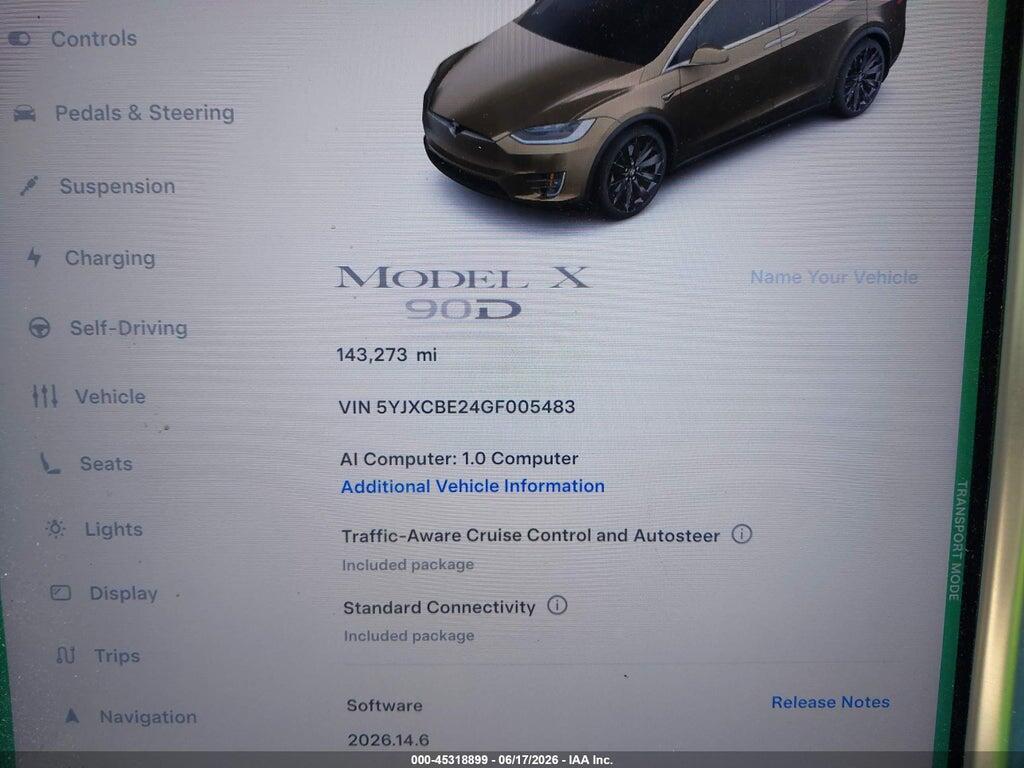 5YJXCBE24GF005483 2016 TESLA MODEL X photo no. 7