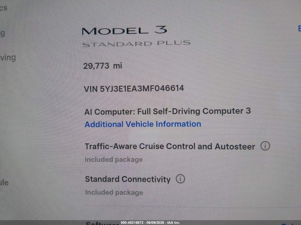 5YJ3E1EA3MF046614 2021 TESLA MODEL 3 photo no. 7