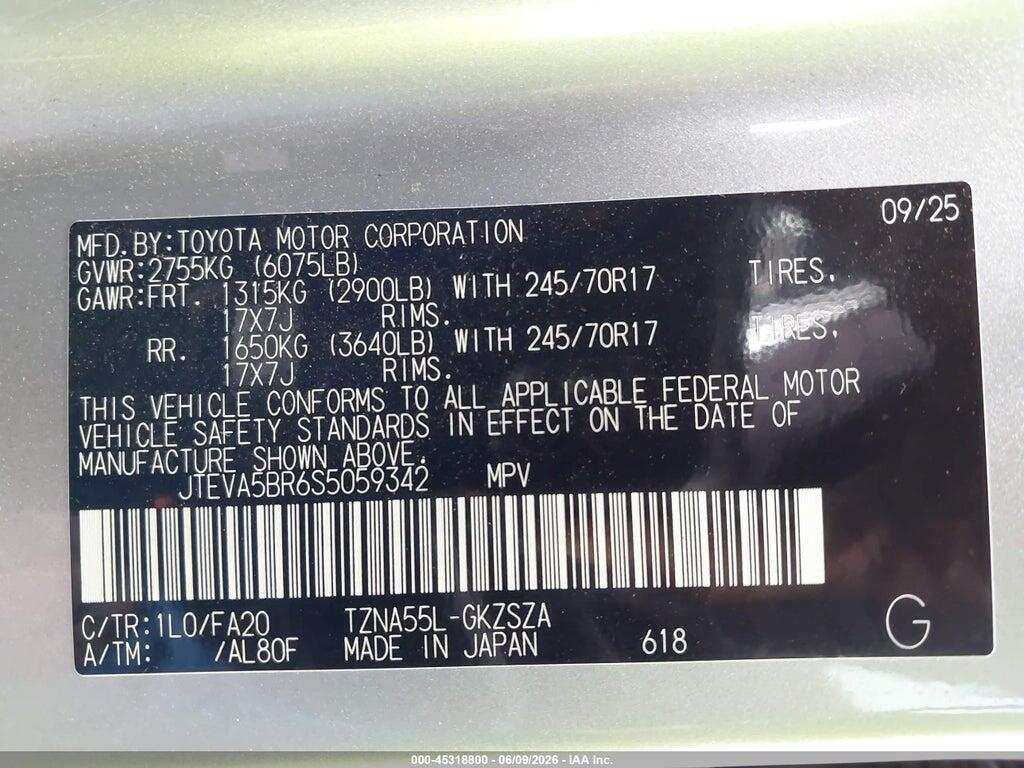 JTEVA5BR6S5059342 2025 TOYOTA 4RUNNER photo no. 9
