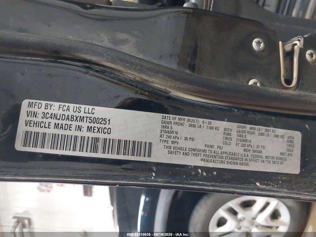 3C4NJDABXMT500251 2021 JEEP COMPASS photo no. 9