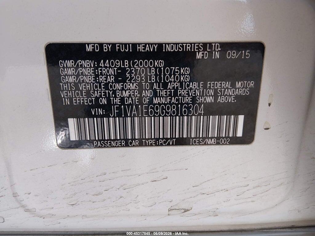 JF1VA1E69G9816304 2016 SUBARU WRX photo no. 9