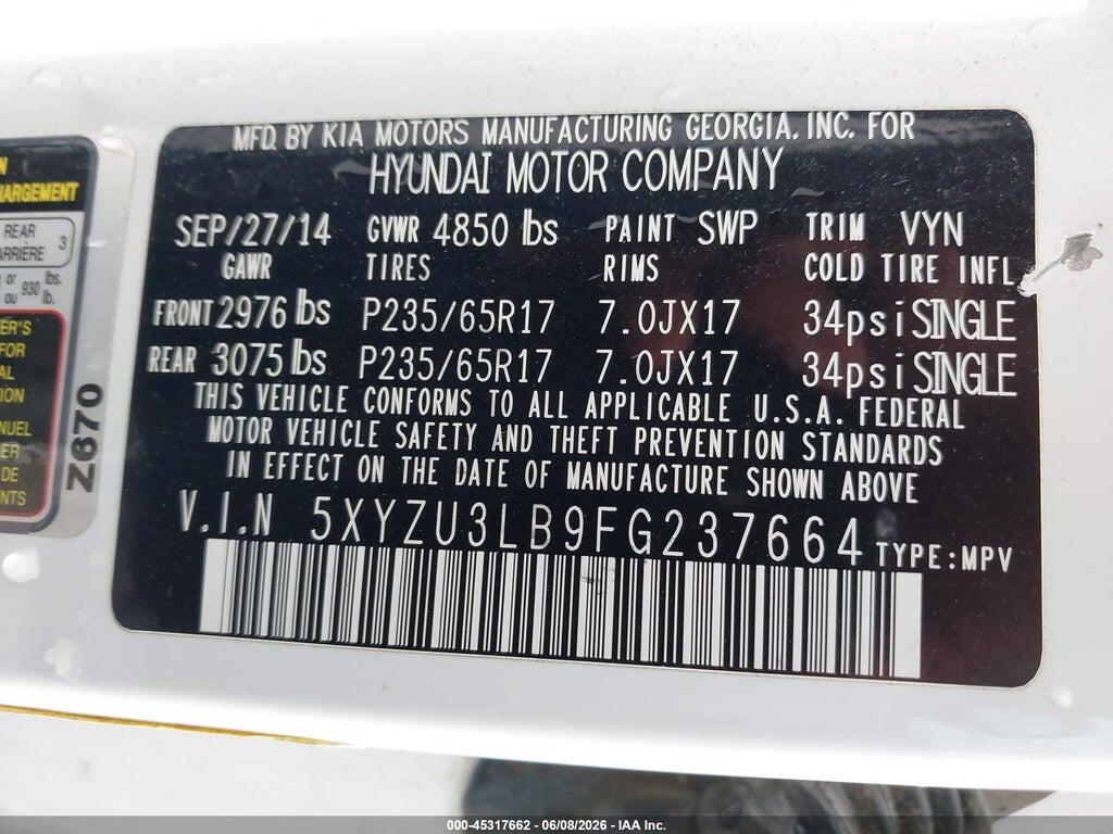 5XYZU3LB9FG237664 2015 HYUNDAI SANTA FE SPORT photo no. 9