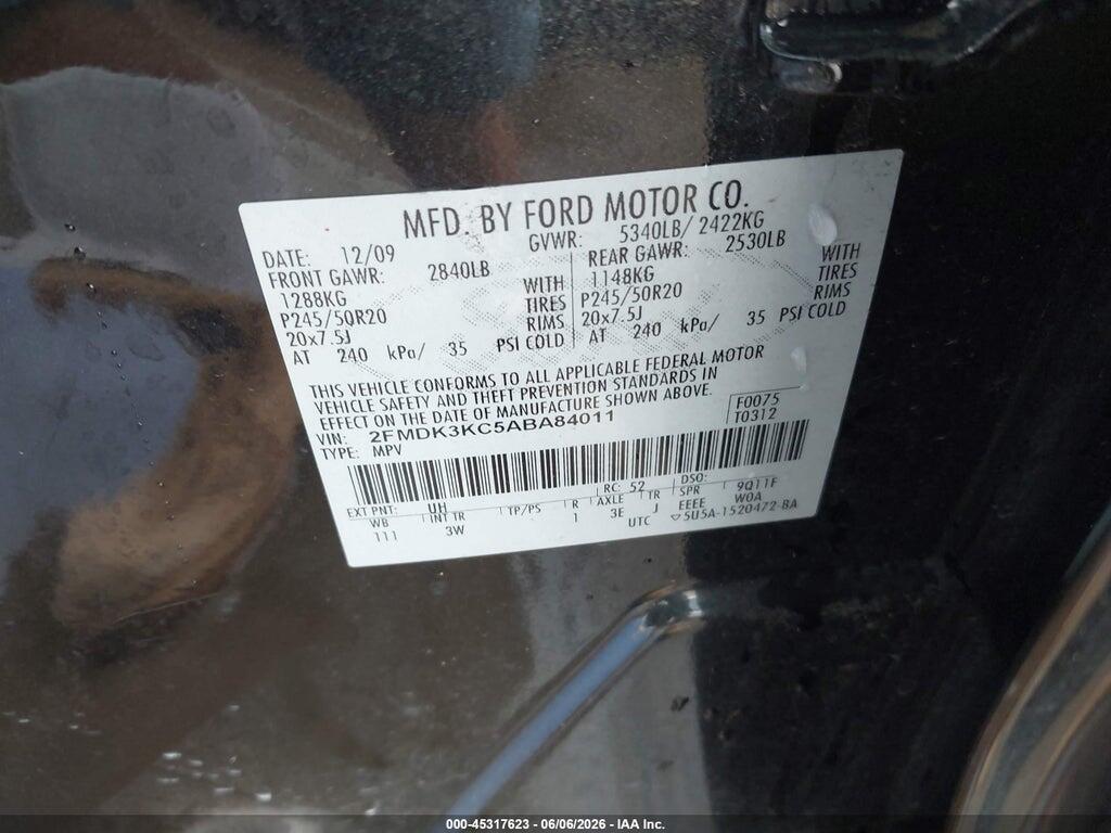 2FMDK3KC5ABA84011 2010 FORD EDGE photo no. 9