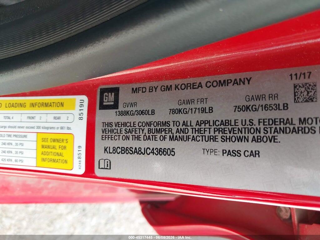 KL8CB6SA8JC436605 2018 CHEVROLET SPARK photo no. 9