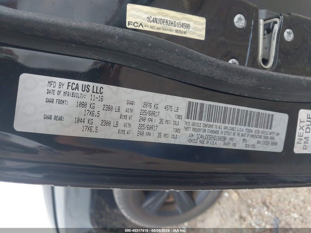 1C4NJDEB2HD154590 2017 JEEP COMPASS photo no. 9