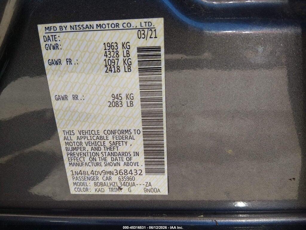 1N4BL4DV9MN368432 2021 NISSAN ALTIMA photo no. 9