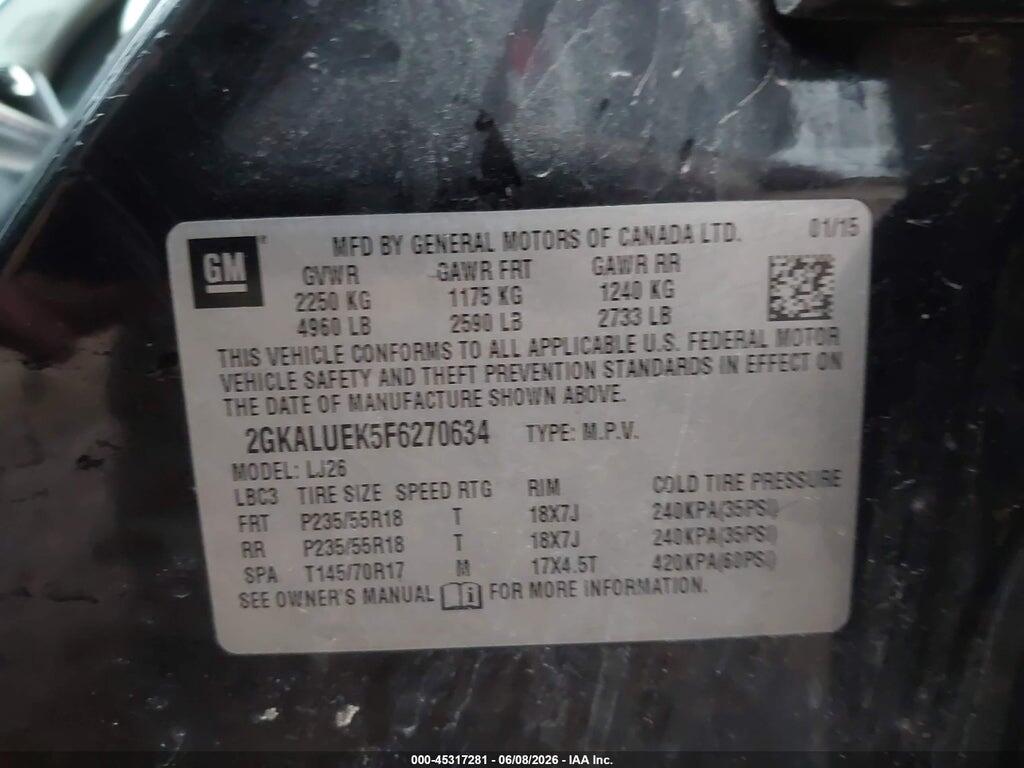 2GKALUEK5F6270634 2015 GMC TERRAIN photo no. 9