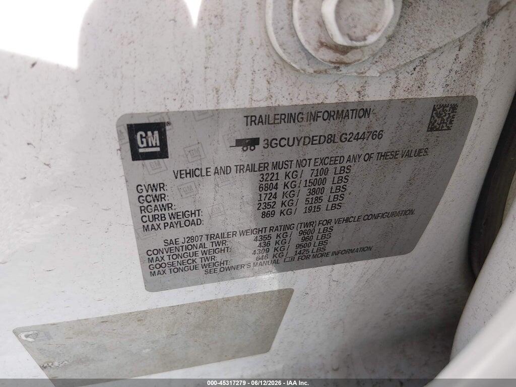 3GCUYDED8LG244766 2020 CHEVROLET SILVERADO 1500 photo no. 9