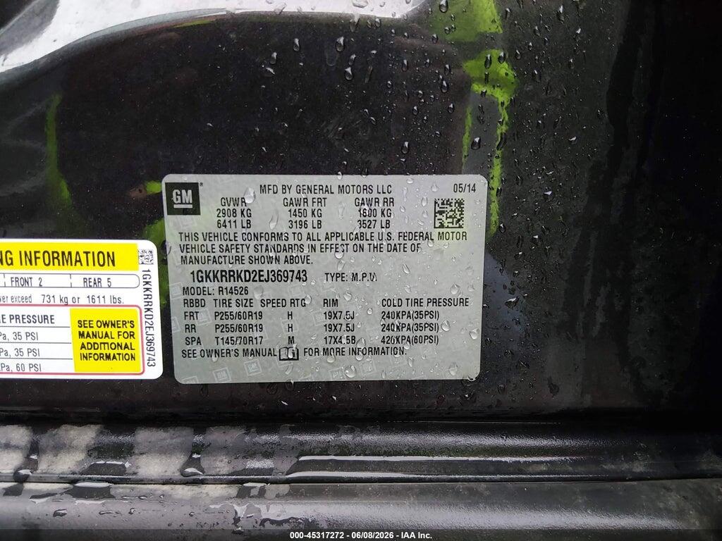 1GKKRRKD2EJ369743 2014 GMC ACADIA photo no. 9