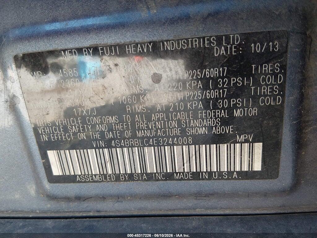 4S4BRBLC4E3244008 2014 SUBARU OUTBACK photo no. 9