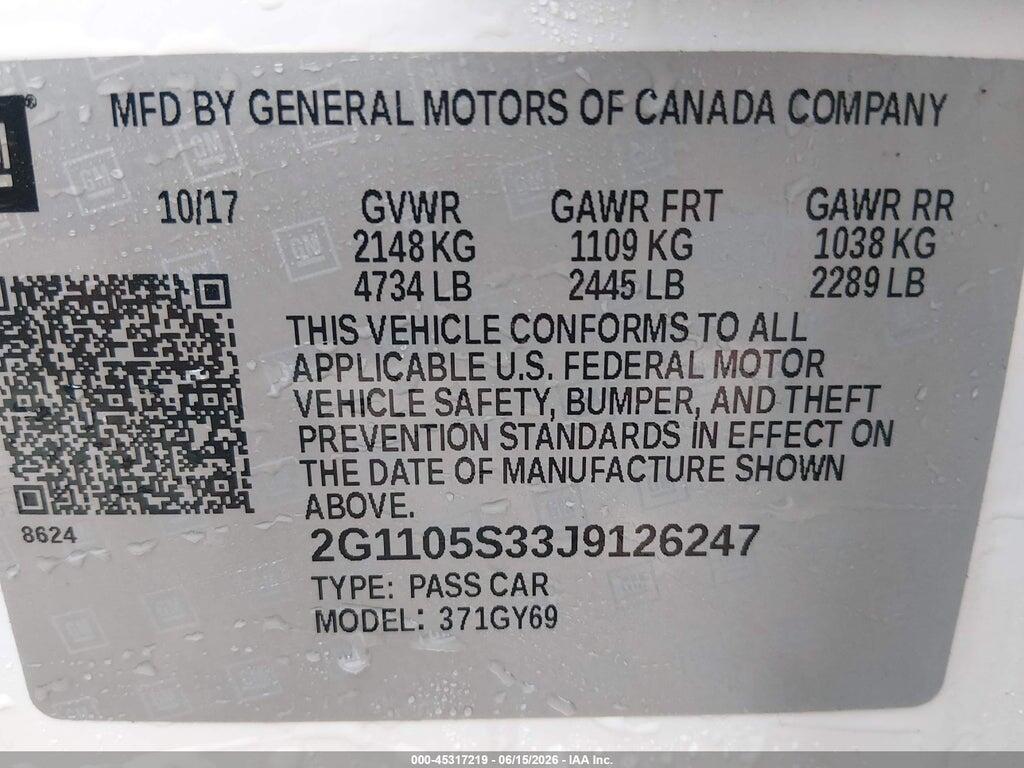 2G1105S33J9126247 2018 CHEVROLET IMPALA photo no. 9