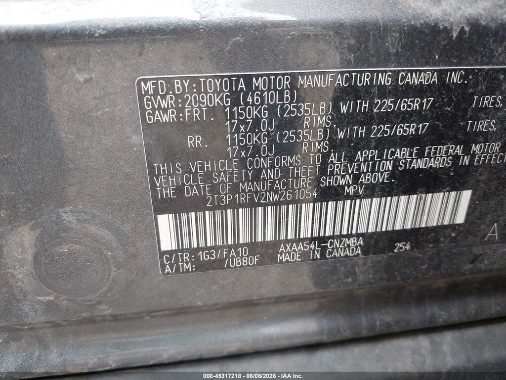 2T3P1RFV2NW261054 2022 TOYOTA RAV4 photo no. 9