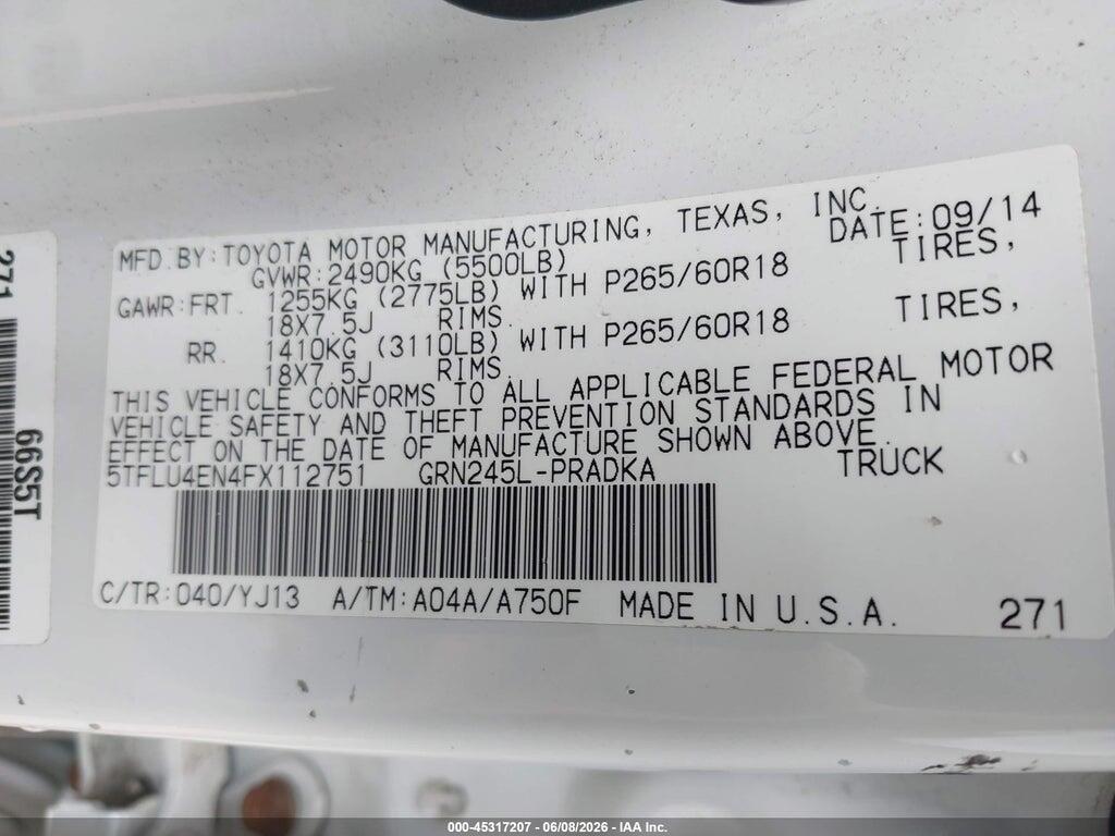 5TFLU4EN4FX112751 2015 TOYOTA TACOMA photo no. 9