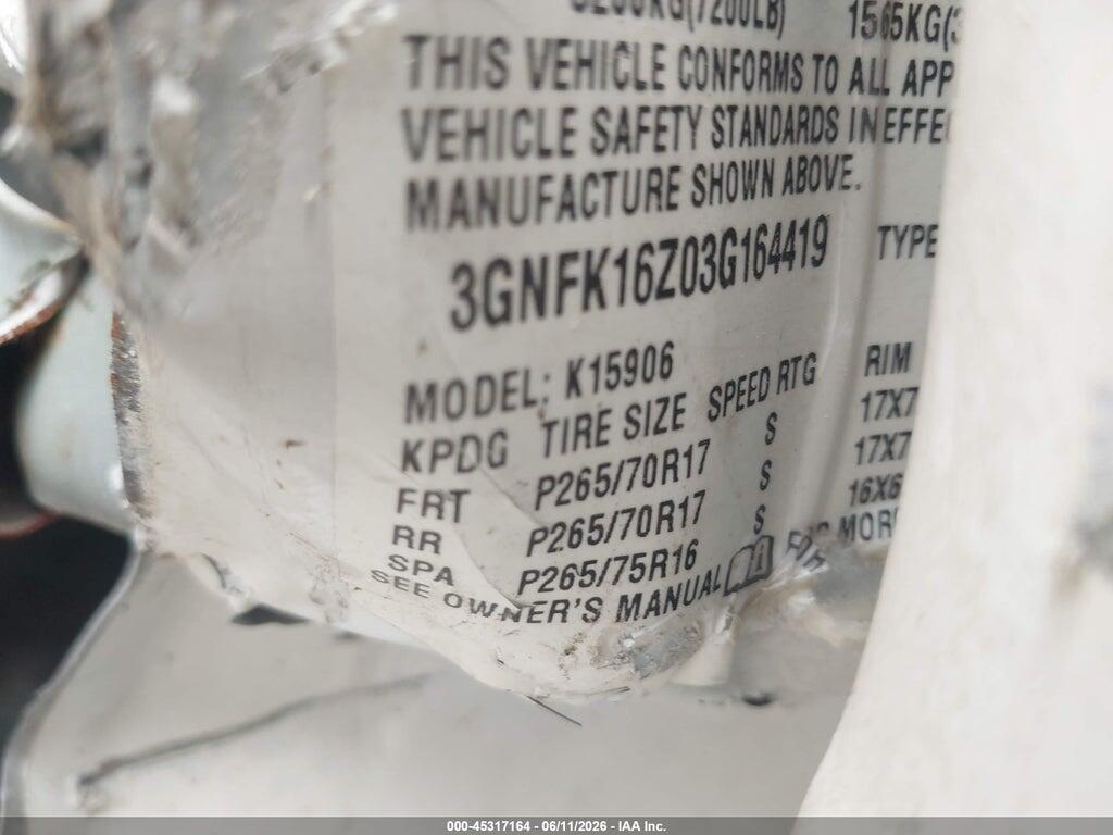 3GNFK16Z03G164419 2003 CHEVROLET SUBURBAN 1500 photo no. 9