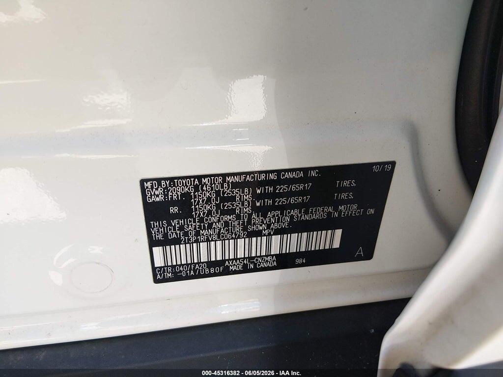2T3P1RFV8LC064792 2020 TOYOTA RAV4 photo no. 9