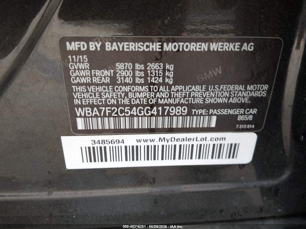 WBA7F2C54GG417989 2016 BMW 750I photo no. 9