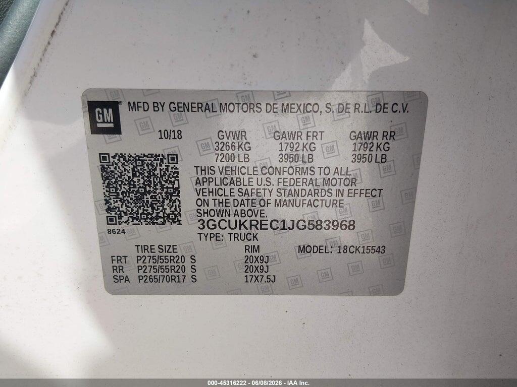 3GCUKREC1JG583968 2018 CHEVROLET SILVERADO 1500 photo no. 9