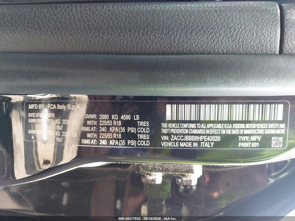 ZACCJBBB8HPE42020 2017 JEEP RENEGADE photo no. 9