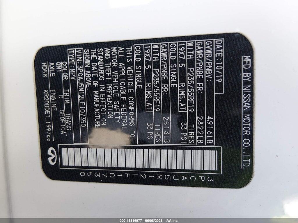 3PCAJ5M12LF107350 2020 INFINITI QX50 photo no. 9