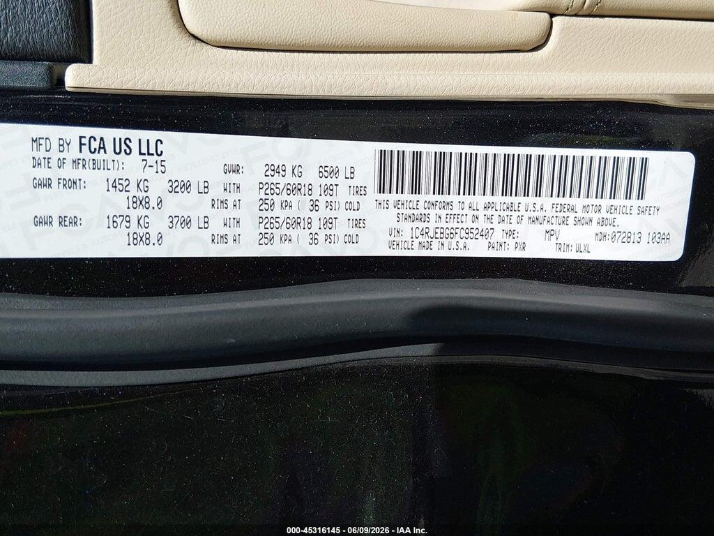 1C4RJEBG6FC952407 2015 JEEP GRAND CHEROKEE photo no. 9