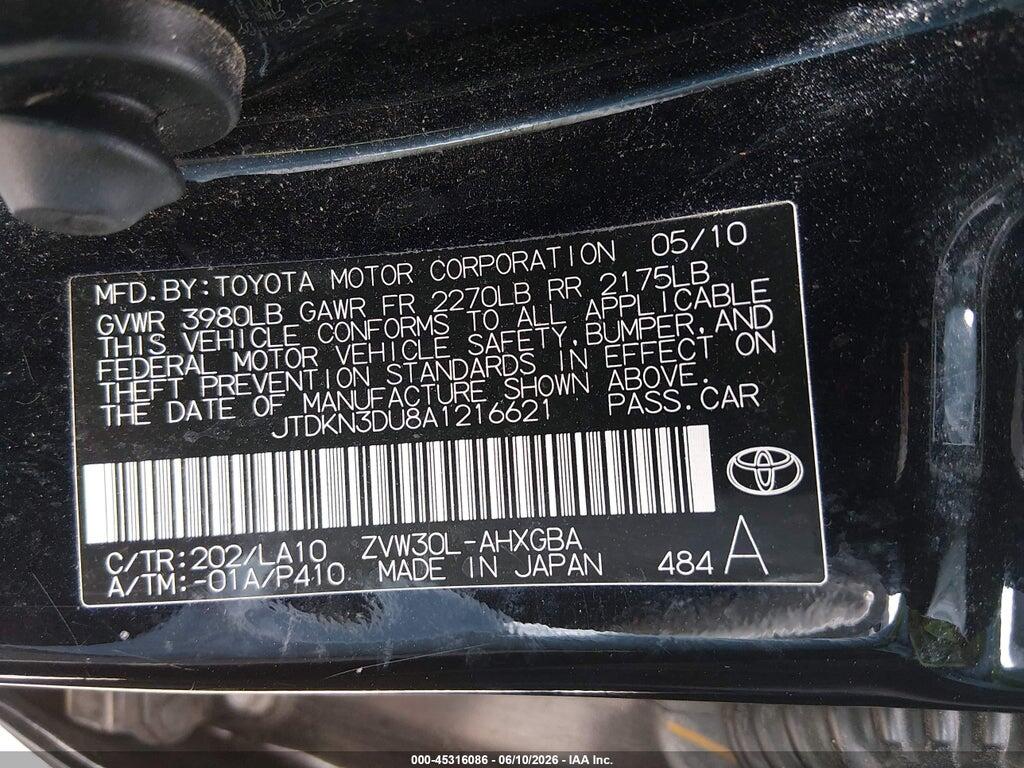 JTDKN3DU8A1216621 2010 TOYOTA PRIUS photo no. 9