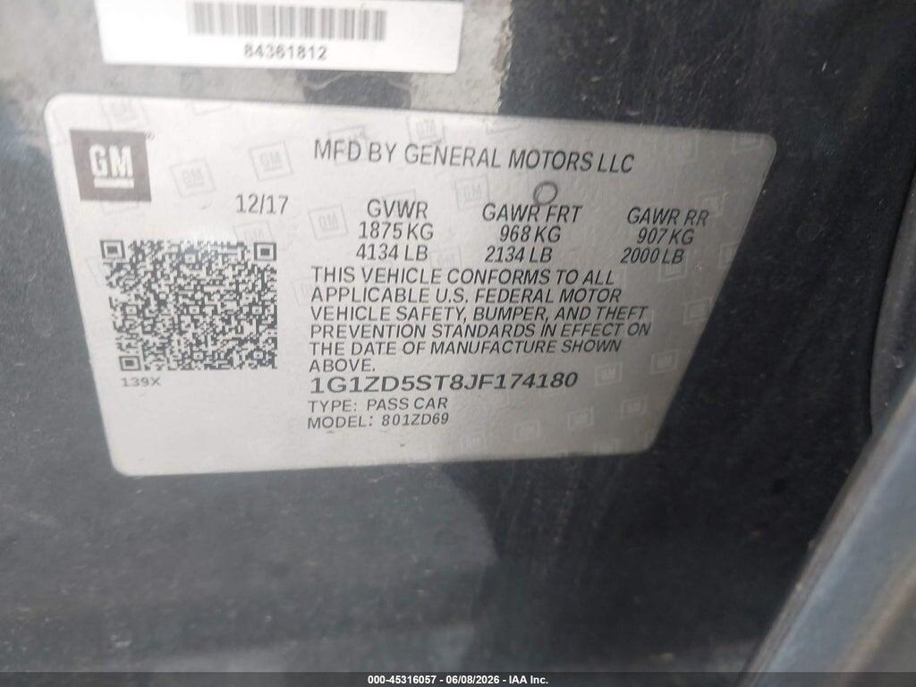 1G1ZD5ST8JF174180 2018 CHEVROLET MALIBU photo no. 9