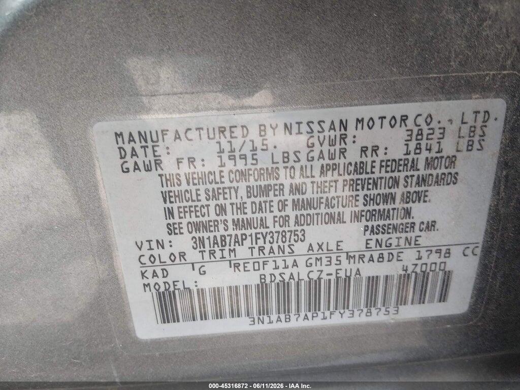 3N1AB7AP1FY378753 2015 NISSAN SENTRA photo no. 9