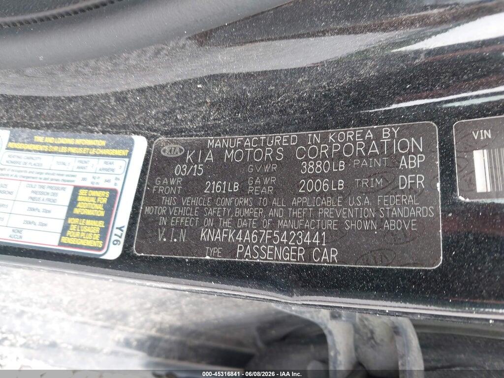 KNAFK4A67F5423441 2015 KIA FORTE photo no. 9