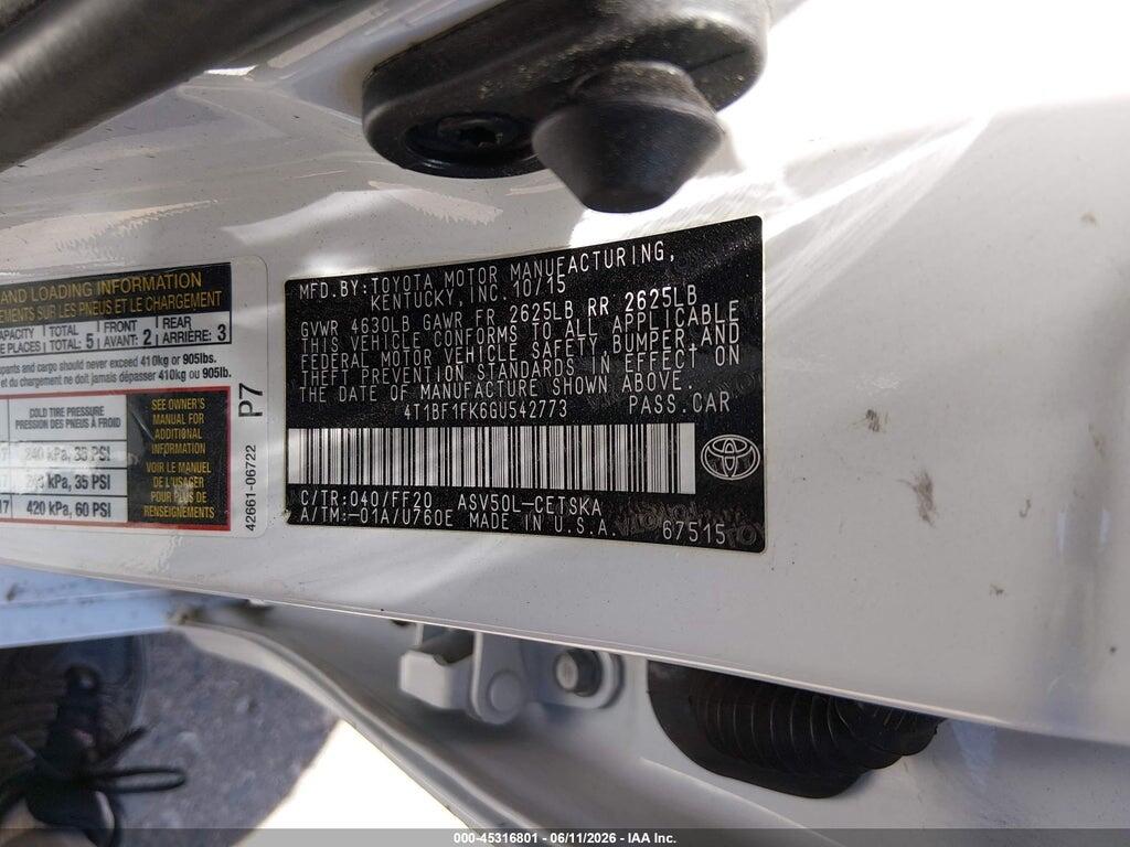 4T1BF1FK6GU542773 2016 TOYOTA CAMRY photo no. 9