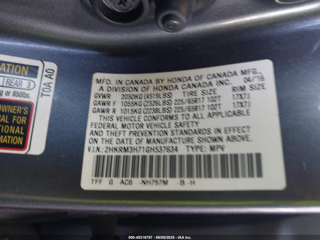 2HKRM3H71GH537634 2016 HONDA CR-V photo no. 9