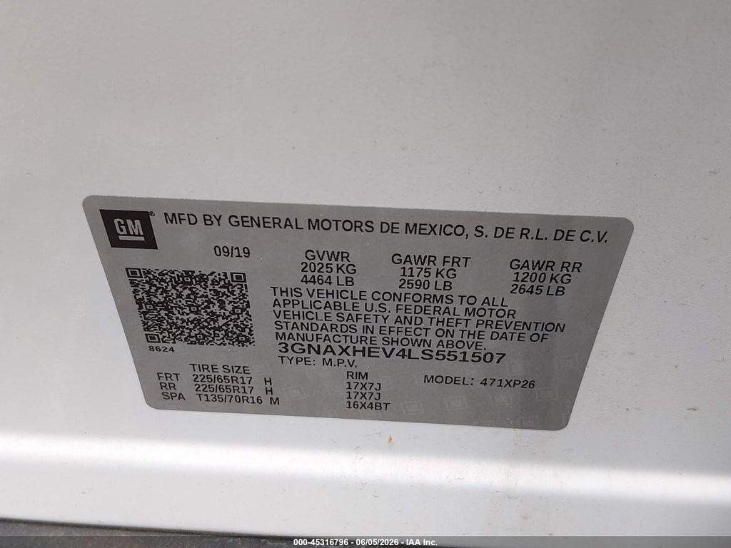 3GNAXHEV4LS551507 2020 CHEVROLET EQUINOX photo no. 9