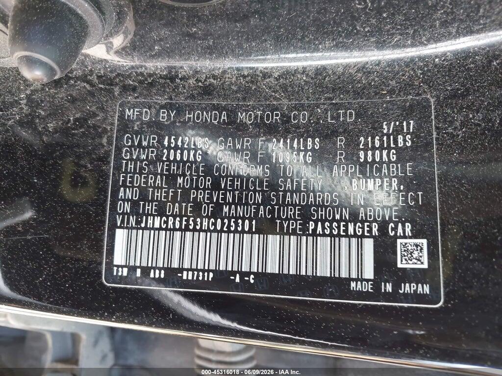 JHMCR6F53HC025301 2017 HONDA ACCORD HYBRID photo no. 9