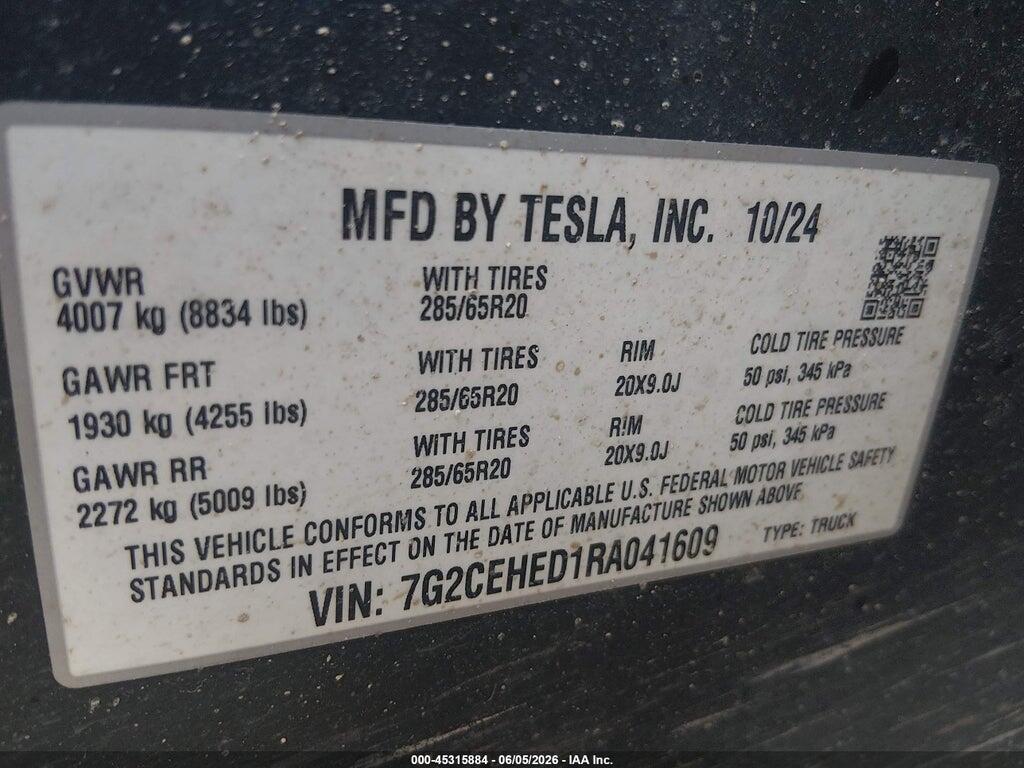 7G2CEHED1RA041609 2024 TESLA CYBERTRUCK photo no. 9
